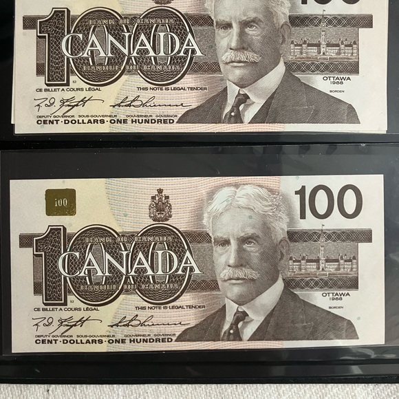 Bank of Canada 1988 GEM Looks Banknotes Set of 8 $100 Sequential Numbers - Picture 2 of 4